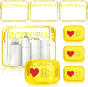 Kacctyen 8 Pcs Softball Gifts Makeup Bag Clear Cosmetic Pouch Softball Party Favors PVC Waterproof Travel Toiletry Zipper Storage Bag for Women Her Bff Bestie Friend Sister