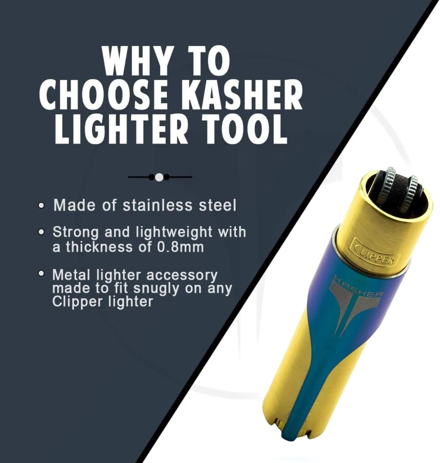 Kasher’s Metallic Multipurpose Lighter Tool - A Stunning Combo of Refillable Metal Lighter case - Suitable to use as Pipe Cleaner, Cutter, etc (Green Kasher)