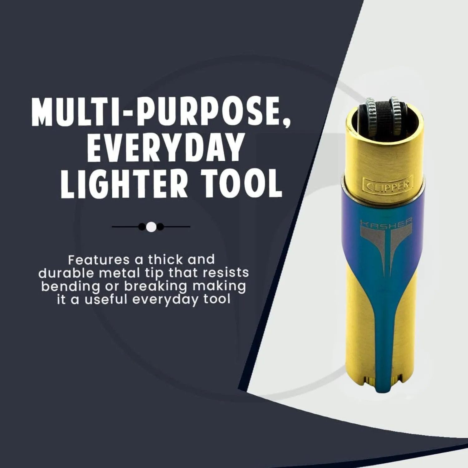 Kasher’s Metallic Multipurpose Lighter Tool - A Stunning Combo of Refillable Metal Lighter case - Suitable to use as Pipe Cleaner, Cutter, etc (Green Kasher)
