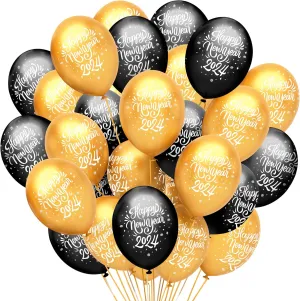 KatchOn, New Years Balloons 2024 - Pack of 50 | Happy New Year Balloons Latex for New Years Eve Party Supplies 2024 | Happy New Year Decorations 2024 | New Years Eve Balloons for NYE Decorations 2024