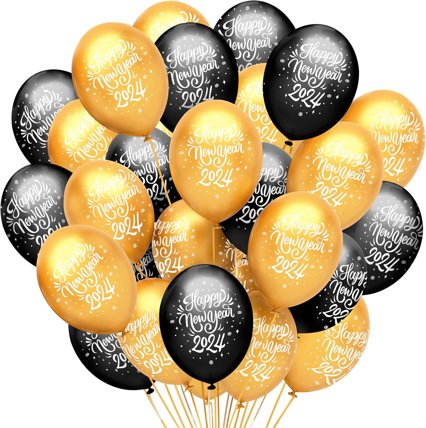 KatchOn, New Years Balloons 2024 - Pack of 50 | Happy New Year Balloons Latex for New Years Eve Party Supplies 2024 | Happy New Year Decorations 2024 | New Years Eve Balloons for NYE Decorations 2024