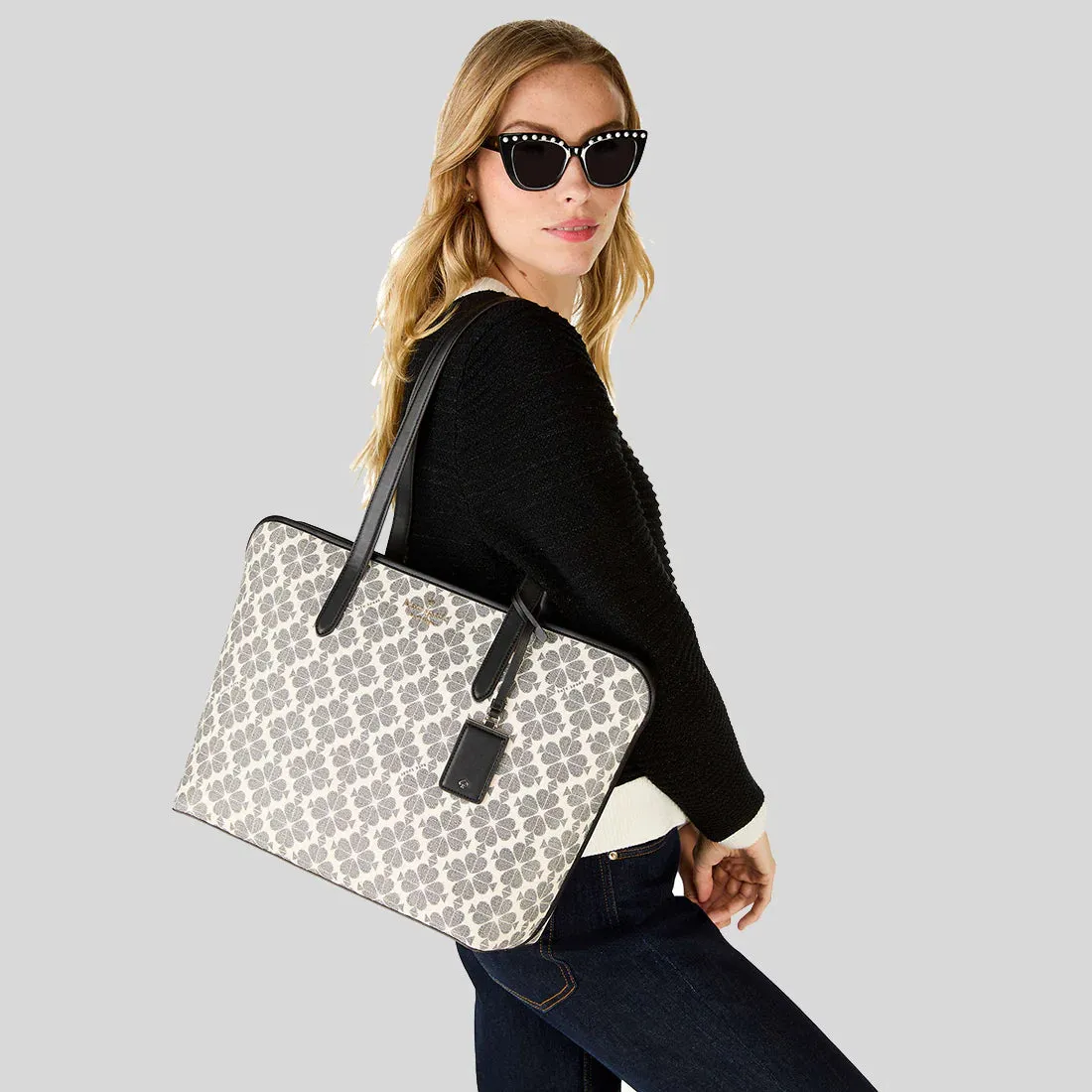 KATE SPADE Spade Flower PVC Tote Black Multi RS-KG086