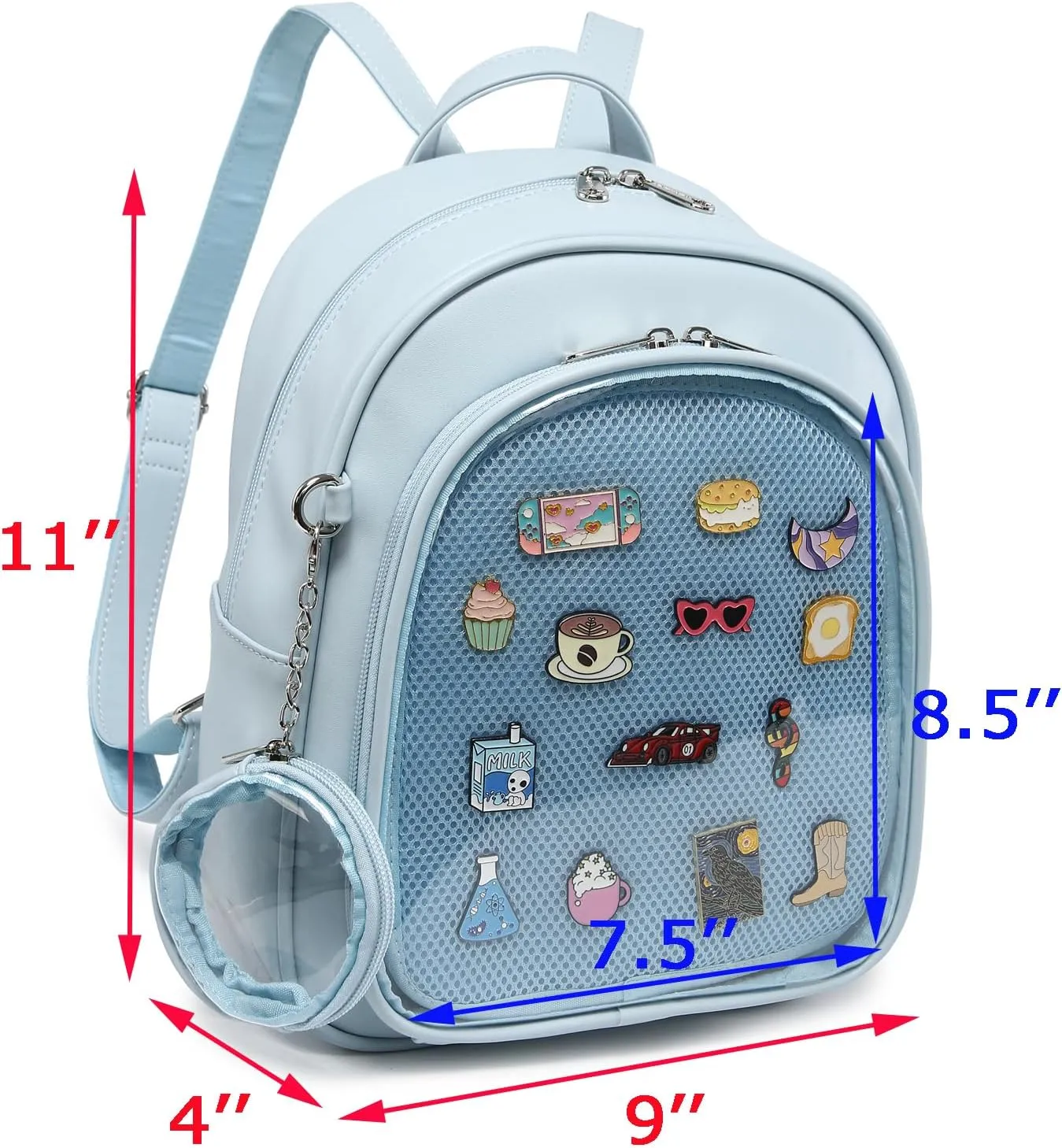 Kawaii Backpack PU Leather Ita Bag Aesthetic Cute Purse Pin Display