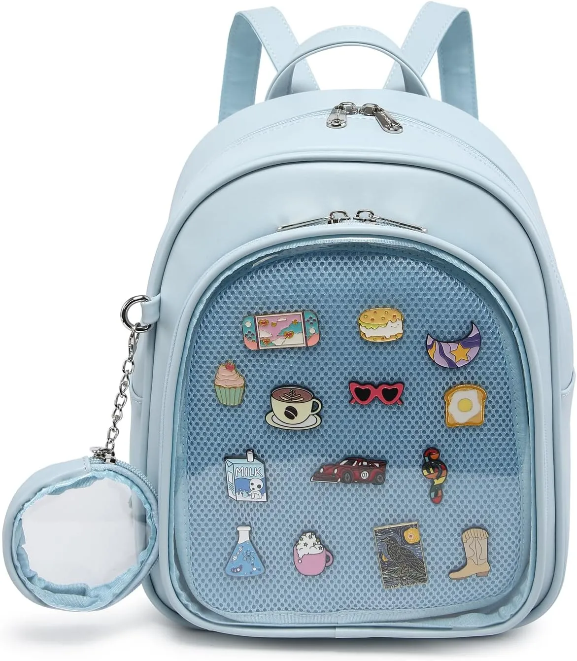 Kawaii Backpack PU Leather Ita Bag Aesthetic Cute Purse Pin Display
