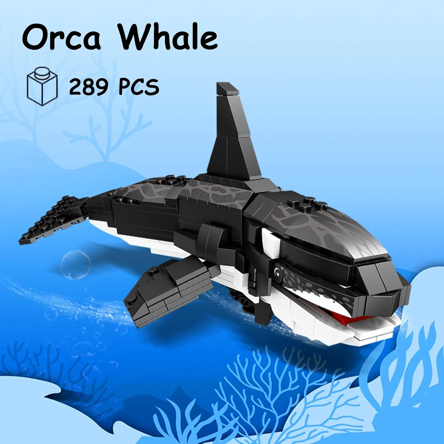 KAZI Orca Building Toy Set,Deep Sea Creatures,Ocean Animal Toys for Kids Ages 6 7 8 9 10 Plus,Gifts for Boys and Girls,Party Favors