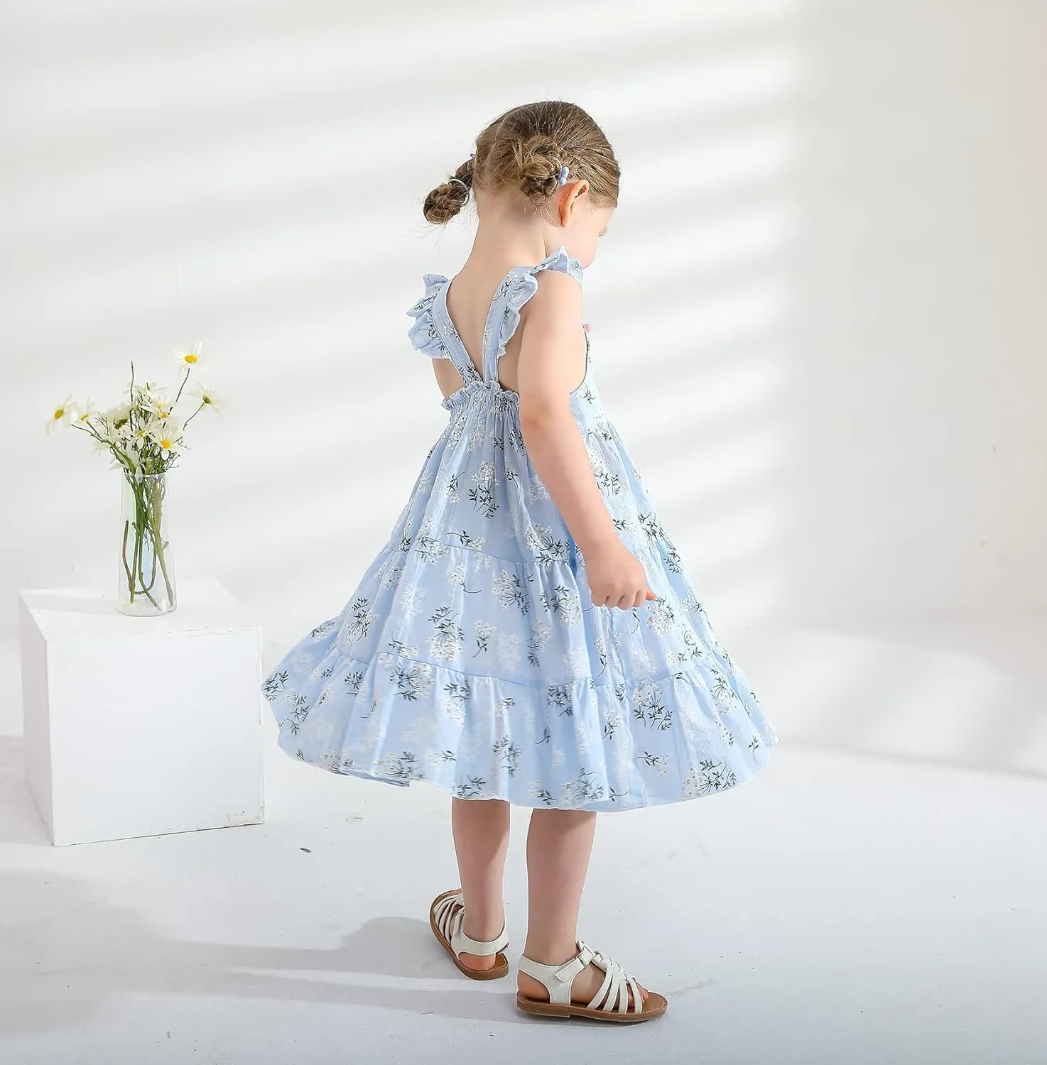 Kids Toddler Baby Girls Rainbow Dress Princess Sleeveless Beach Butterfly Sundress