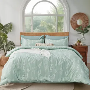 King Size Comforter Set 7 Pieces, Sage Green, Cute Floral Bed in a Bag King Boho, Soft Fluffy Bedding Sets with Comforter, Sheets, Pillowcases & Shams, All Seasons