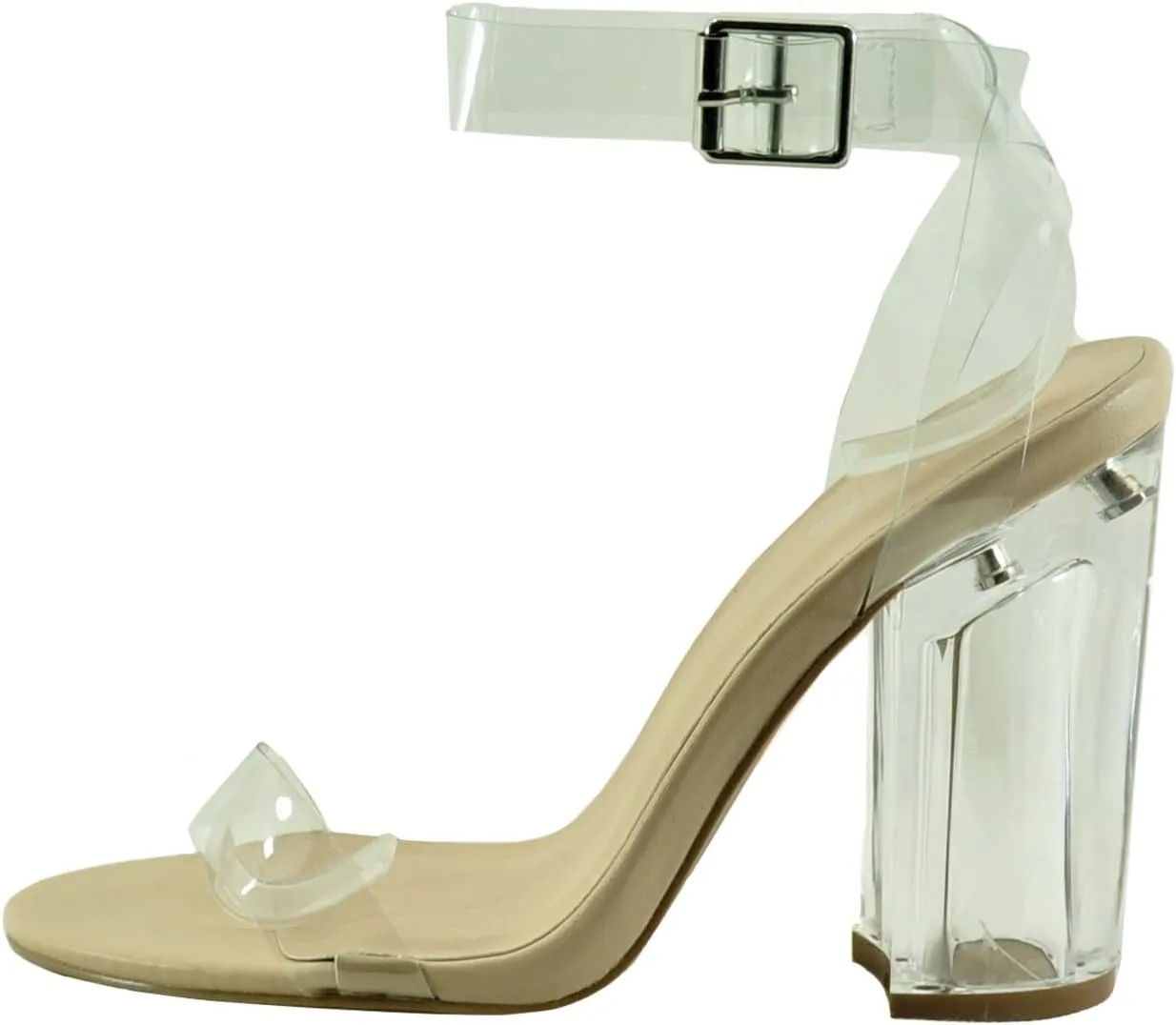 Kloude 07 Women's Strappy Buckled Perspex Block Heels
