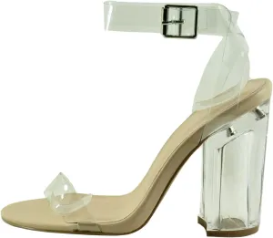 Kloude 07 Women's Strappy Buckled Perspex Block Heels