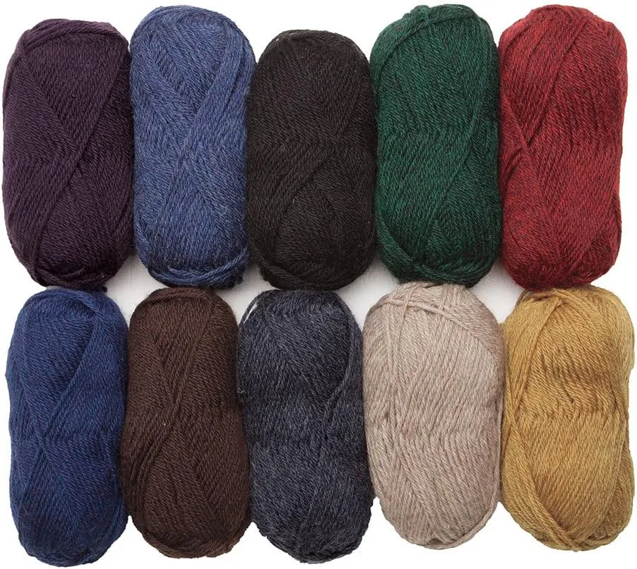 Knit Picks Wool of The Andes Yarn Pack - 10 Skeins of 100% Wool Worsted Weight Yarn (Home Décor)