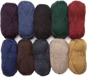 Knit Picks Wool of The Andes Yarn Pack - 10 Skeins of 100% Wool Worsted Weight Yarn (Home Décor)