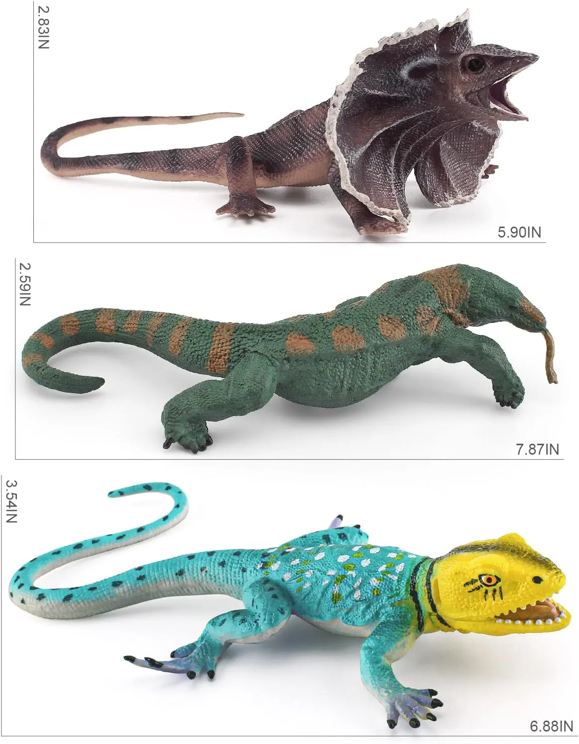 Komodo Dragon Figures Realistic Lizard Figures 3PCS Tropical Forest Animals Figurines Chameleon Toys School Project Model for Kids Toddlers Birthday Gift Cake Toppers