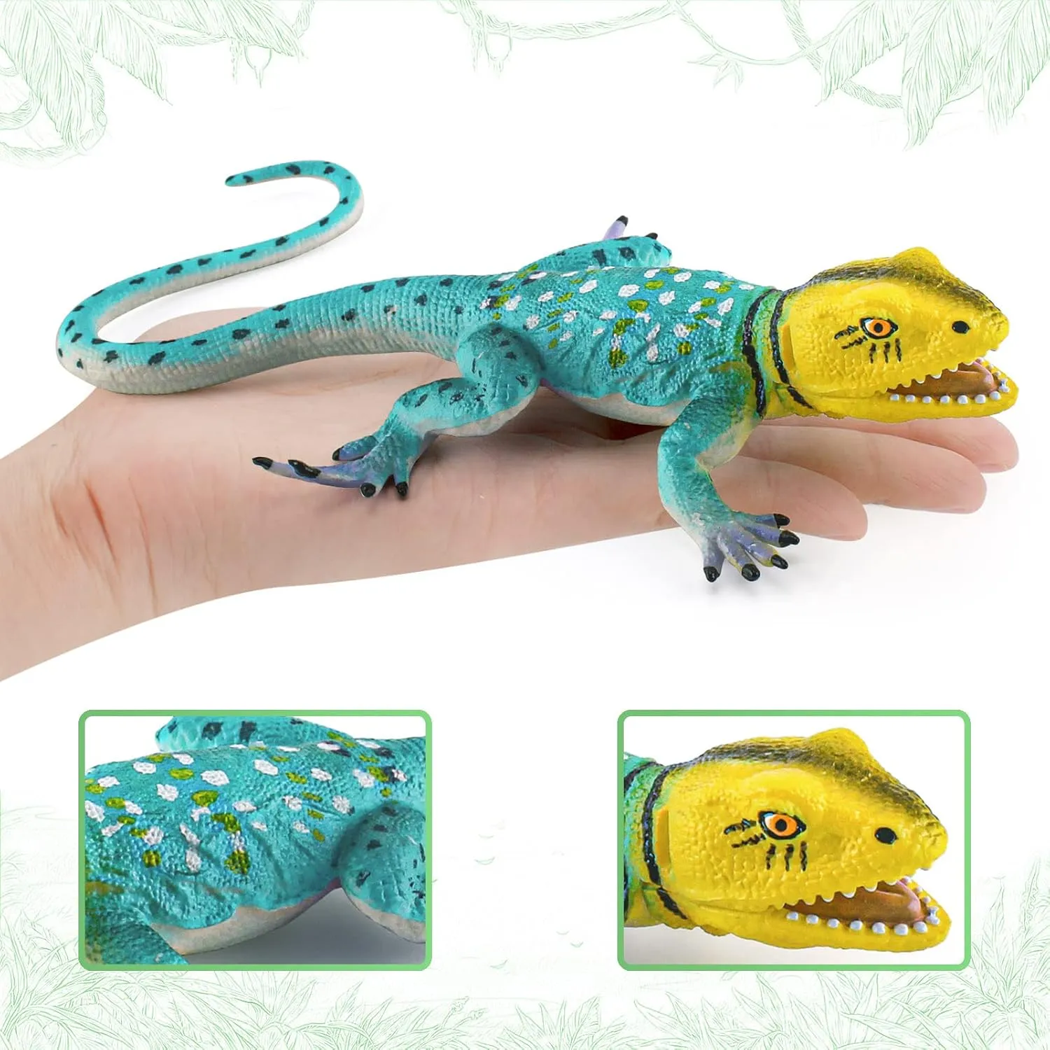 Komodo Dragon Figures Realistic Lizard Figures 3PCS Tropical Forest Animals Figurines Chameleon Toys School Project Model for Kids Toddlers Birthday Gift Cake Toppers