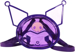 Kuromi Character Head Adult Clear Purple PVC 12" Mini Backpack