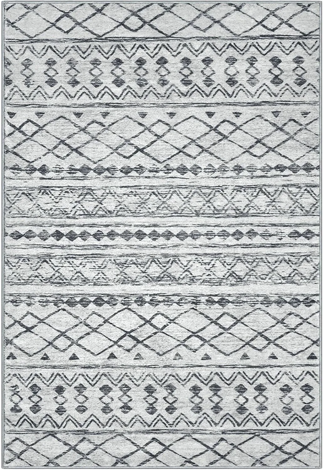 KUTA Area Rug 5x7 Grey, Washable Boho Large Living Room Moroccan Rugs Non-Slip, Ultra Soft Geometric Traditional Farmhouse Carpet for Dining Room Bedroom Dorm Office Home Décor