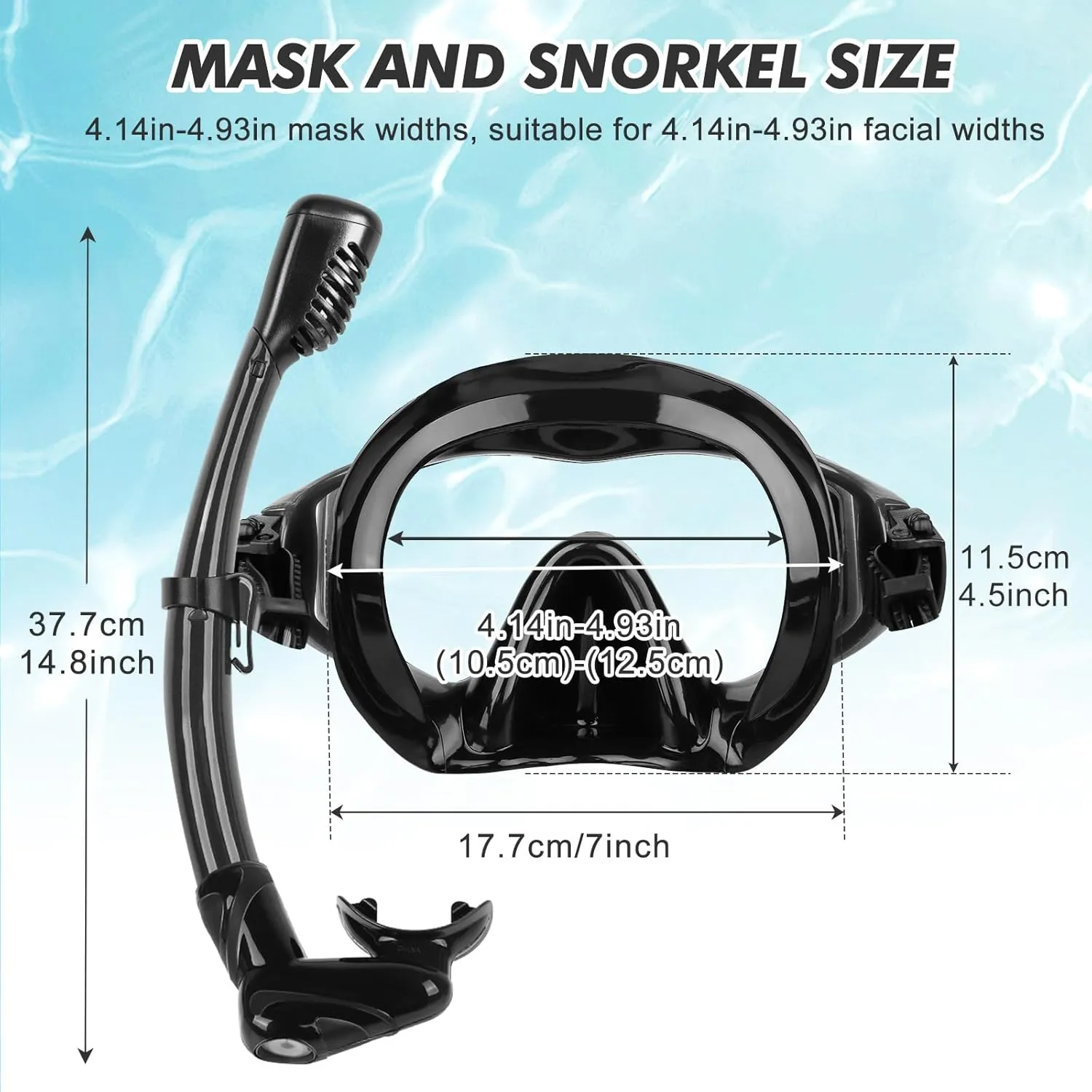 KUYOU Snorkeling Gear for Adults - 180° Wide View Snorkel Mask and Full Dry Top Snorkel Set for Snorkeling, Swimming, Training