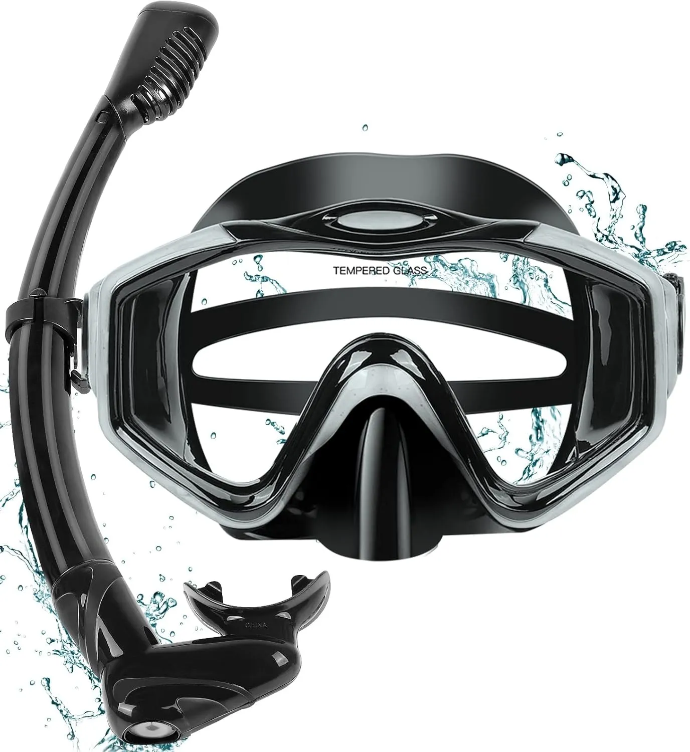 KUYOU Snorkeling Gear for Adults - 180° Wide View Snorkel Mask and Full Dry Top Snorkel Set for Snorkeling, Swimming, Training