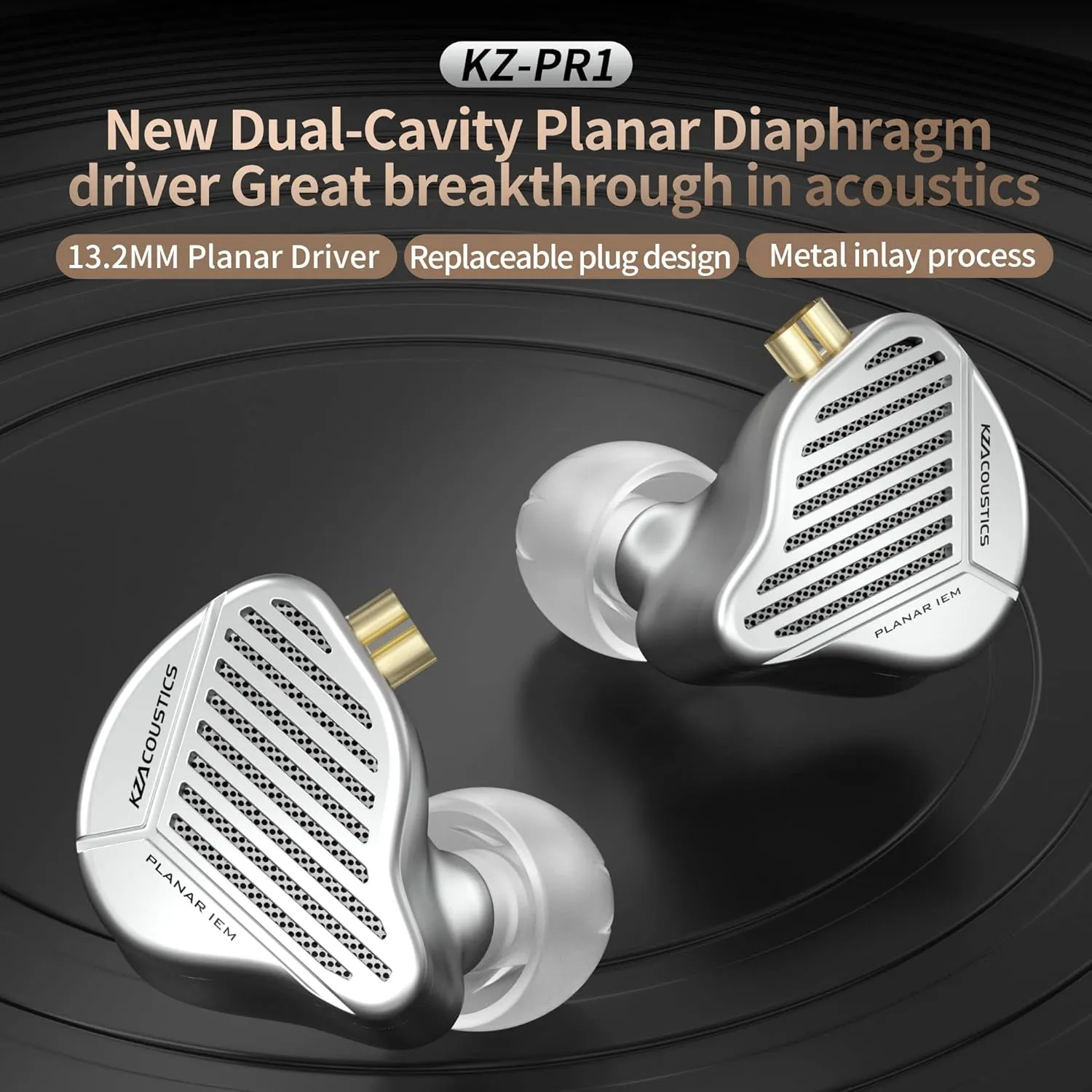 KZ PR1 in-Ear Headphones Earbuds, Large Planar Drivers HiFi Wired Earphones/Headsets for Music, KZ IEM Ear Buds for Audiphile (HiFi Edition, Without Mic)