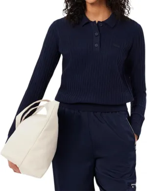 Lacoste Women's Regular Fit Ribbed Knit Polo Shirt