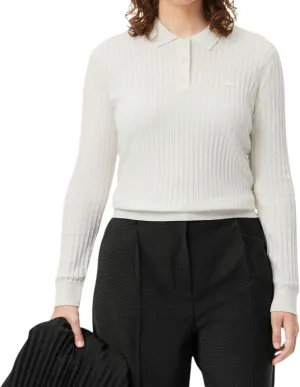 Lacoste Women's Regular Fit Ribbed Knit Polo Shirt