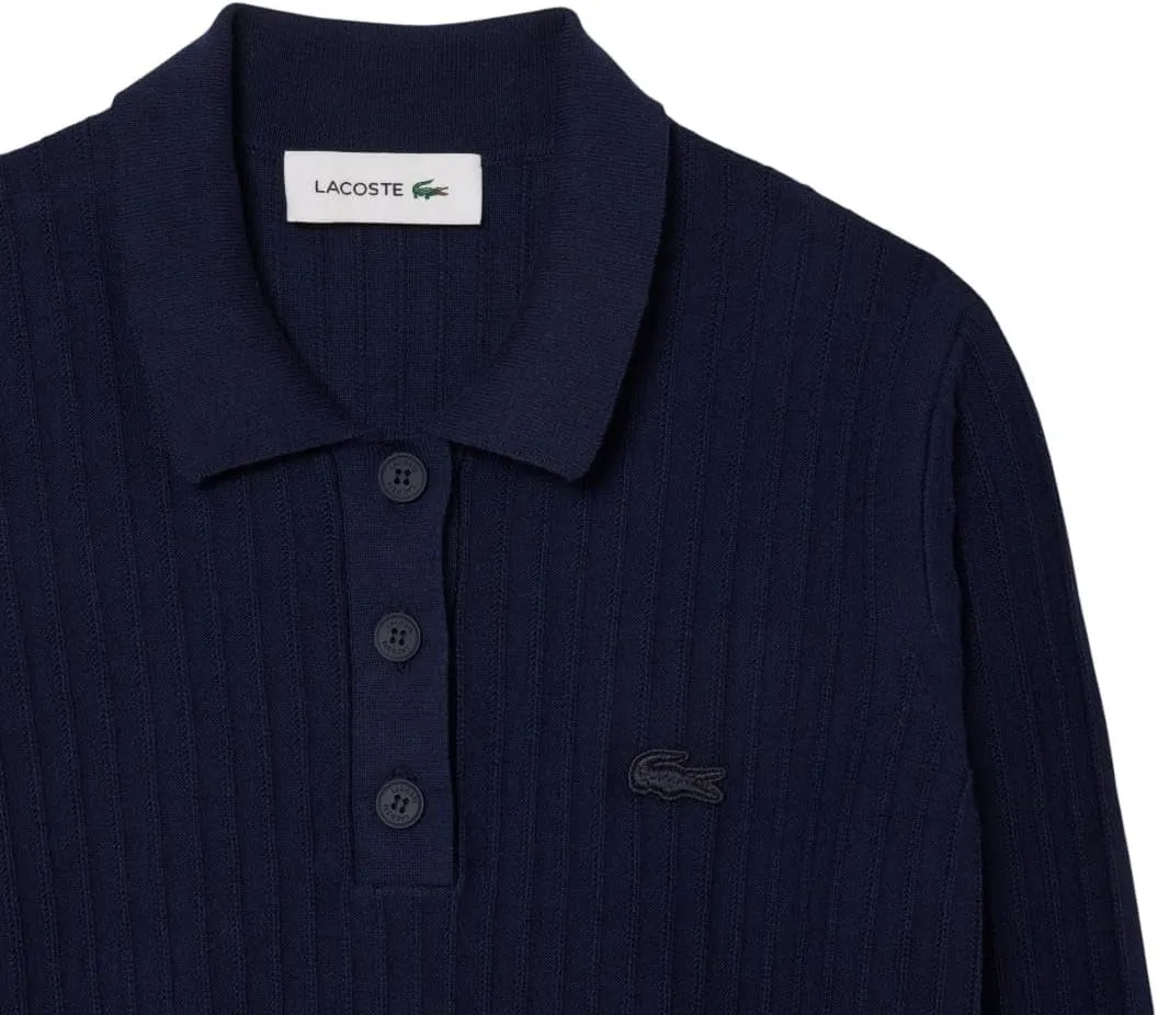 Lacoste Women's Regular Fit Ribbed Knit Polo Shirt