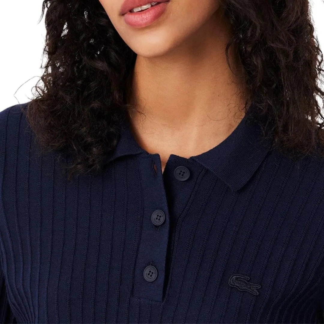 Lacoste Women's Regular Fit Ribbed Knit Polo Shirt