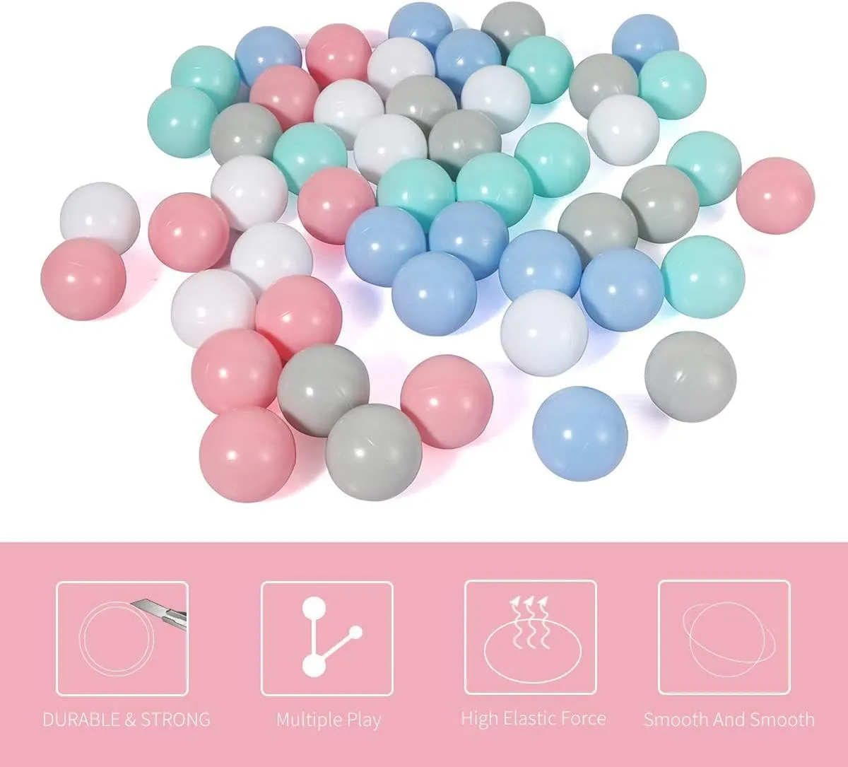 LANGXUN 50pcs 100pcs 200pcs Soft Plastic Ball Pit Balls for Kids, Gift for Baby Toddler Birthday Christmas, Ball Pit Play Tent, Baby Pool Water Toys, Kiddie Pool, Party Decoration