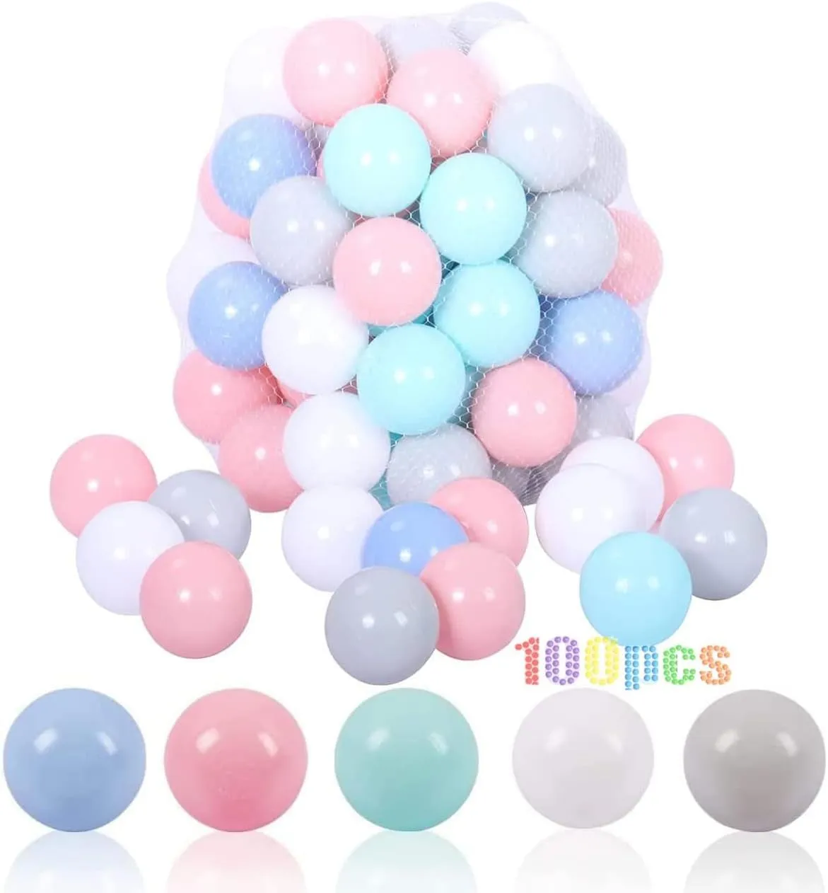 LANGXUN 50pcs 100pcs 200pcs Soft Plastic Ball Pit Balls for Kids, Gift for Baby Toddler Birthday Christmas, Ball Pit Play Tent, Baby Pool Water Toys, Kiddie Pool, Party Decoration