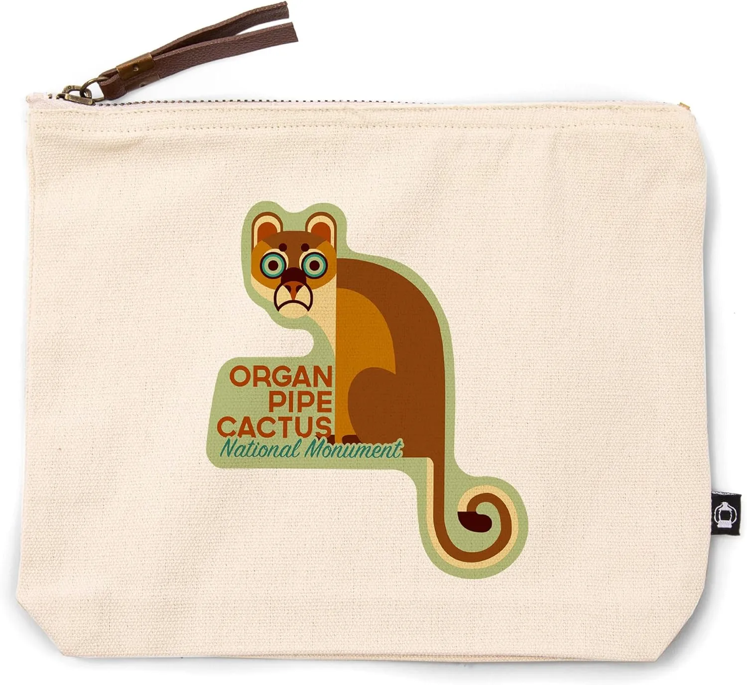 Lantern Press Organ Pipe Cactus National Monument, Arizona, Mountain Lion, Geometric, 100% Cotton Zipper Pouch, Travel Accessory, Go Bag