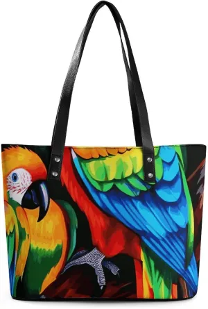 Large Grocery Bags Beach Tote Colored Parrot Bag for Women Shoulder Bag for Travel Work Handbag
