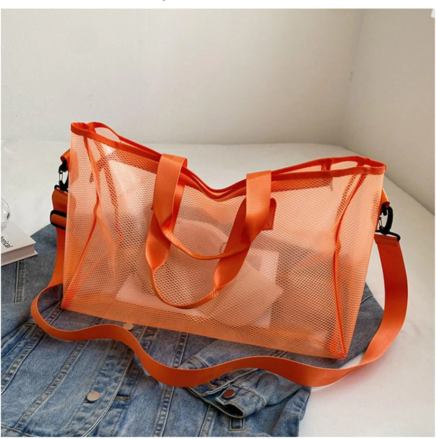 Large Heavy Duty Clear Waterproof Duffel Bag Travel Bag,Clear Weekender Bag With Zipper Handle,Beach Bag