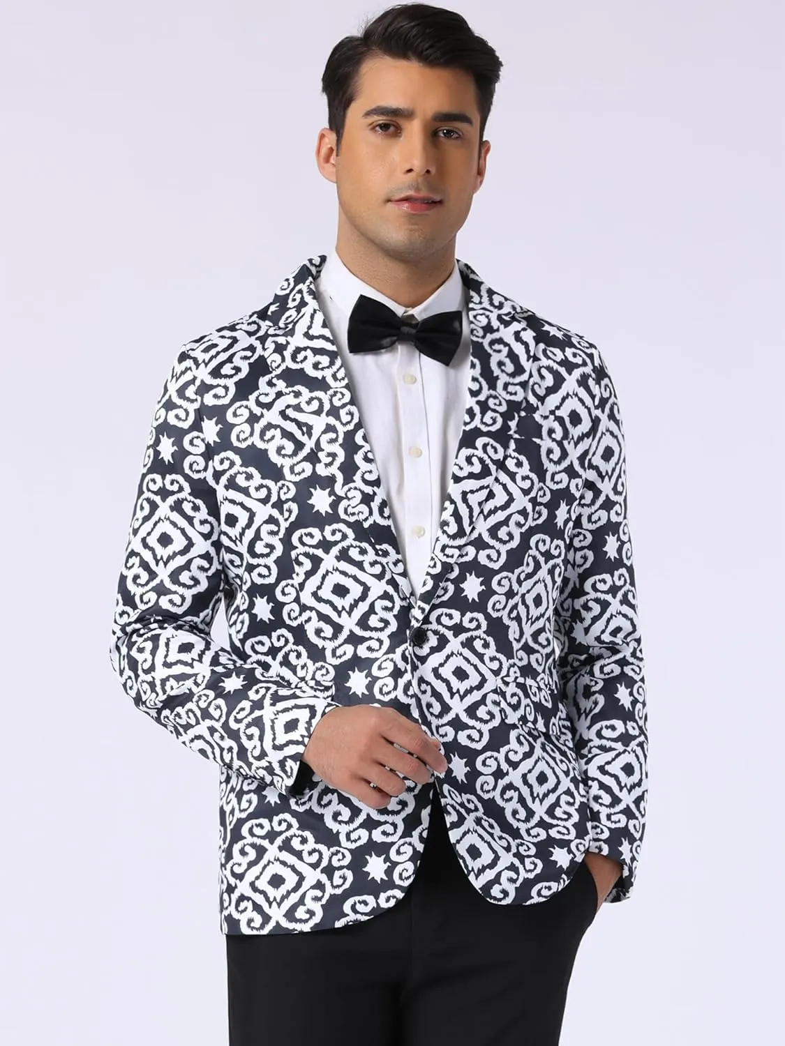Lars Amadeus Paisley Blazer for Men's Retro Flower Printed Notch Lapel Floral Sports Coat
