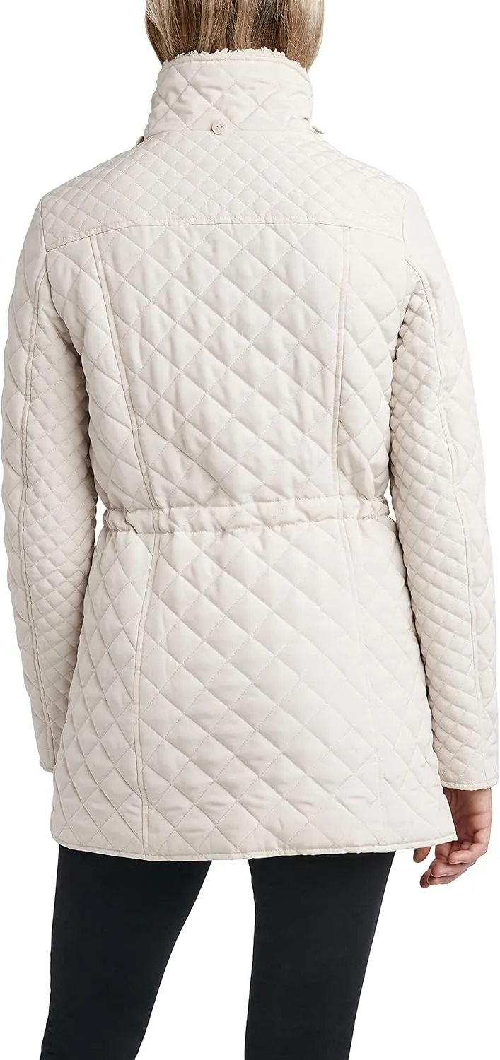 Laundry by Shelli Segal Women's 3/4 Quilted Faux Shearling Jacket with Hood