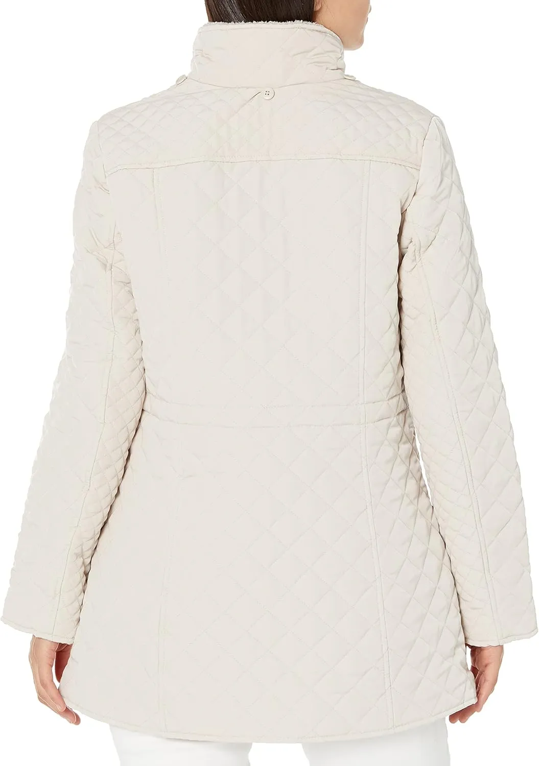 Laundry by Shelli Segal Women's 3/4 Quilted Faux Shearling Jacket with Hood