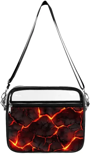 Lava Magma Large Clear Stadium Bag Clear Mini Messenger Bags with 2 Compartments Crossbody Bag