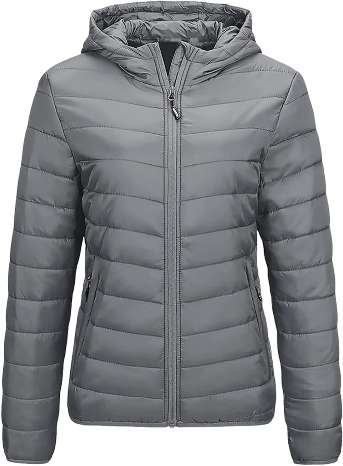 lcziwo Women's Winter Puffer Jacket Cropped Lightweight Zip up Hooded Quilted Jackets Water-Resistant Packable Winter Coat