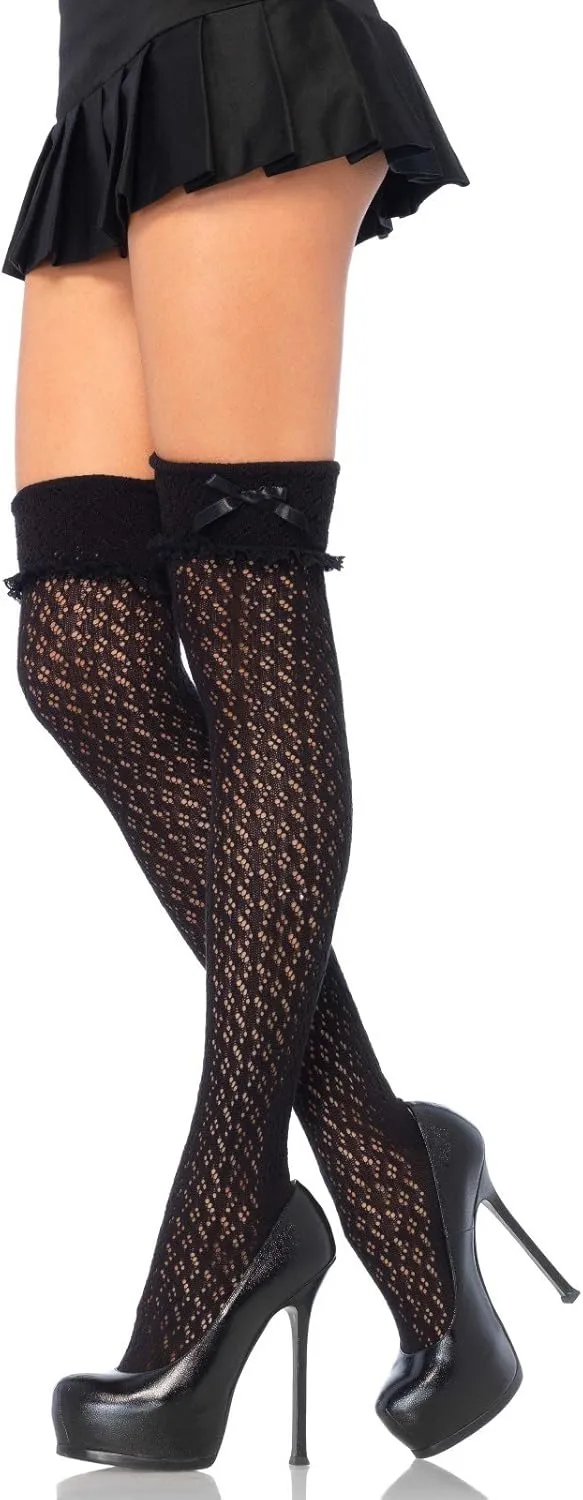 Leg Avenue Women's Crocheted Cuffed Over the Knee Socks