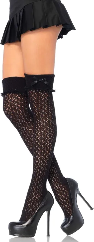 Leg Avenue Women's Crocheted Cuffed Over the Knee Socks