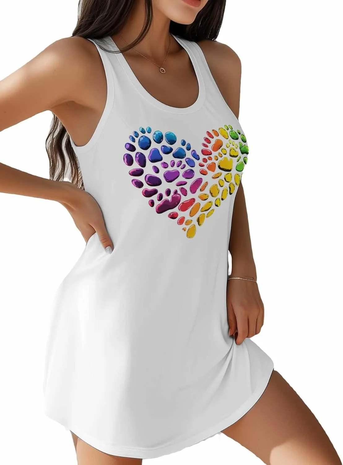 Libaoge Nightgowns for Women Colored Cobblestone Love Sleeveless Sleepwear Racerback Women's Nightgowns & Sleepshirts S-4XL