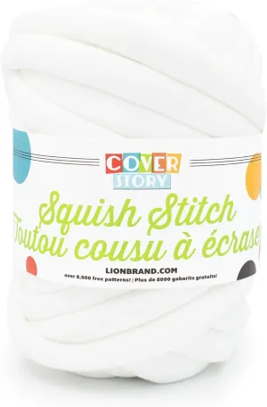 Lion Brand Yarn Cover Story Squish Stitch, Blanket Yarn, Cloud White, 1 Pack