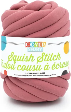 Lion Brand Yarn Cover Story Squish Stitch, Blanket Yarn, Pink Rose, 1 Pack