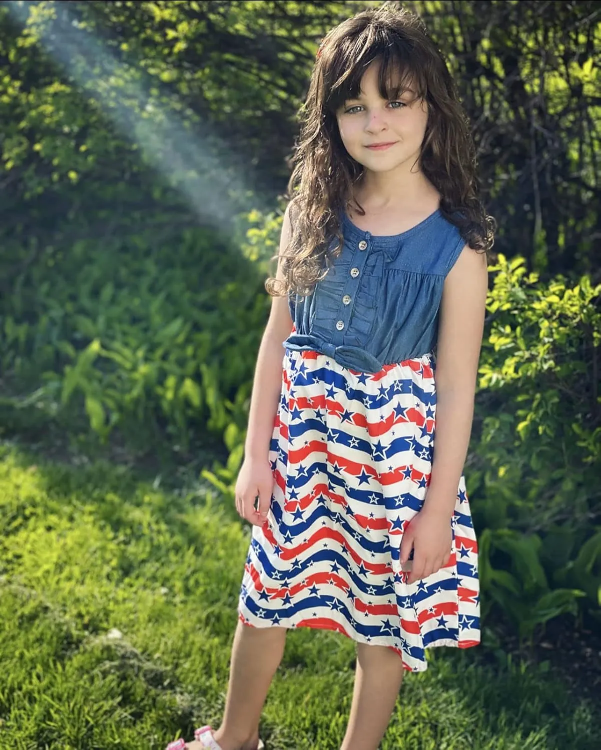 Little Girls Sleeveless Denim Dresses Casual Bowknot One-Piece Princess Sundress Tutu Skirt 2-8 Years