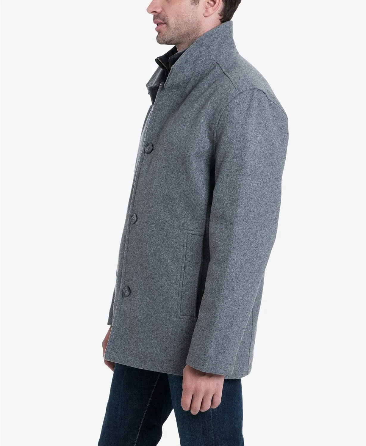 LONDON FOG Men's Wool Blend Car Coat with Bib