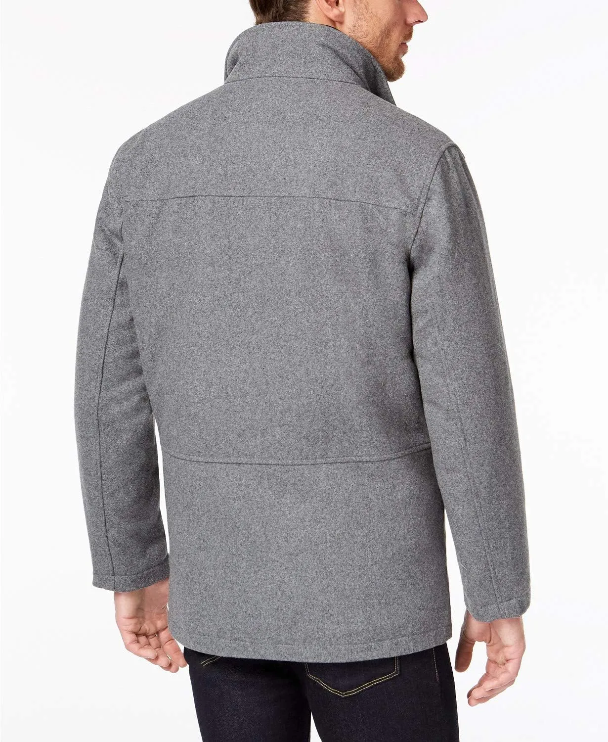 LONDON FOG Men's Wool Blend Car Coat with Bib
