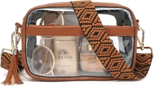 LOXOMU Clear Bag Stadium Approved, Small Clear Crossbody Bag Purse for Women, Clear Bag for Stadium Events, Concerts