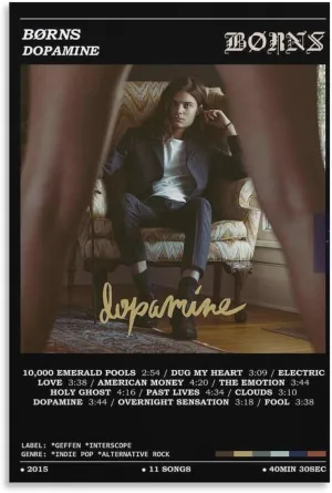 LPCDFKKG Børns - Dopamine Album Poster 1 Canvas Poster Wall Art Decor Print Picture Paintings for Living Room Bedroom Decoration Unframe-style20x30inch(50x75cm)