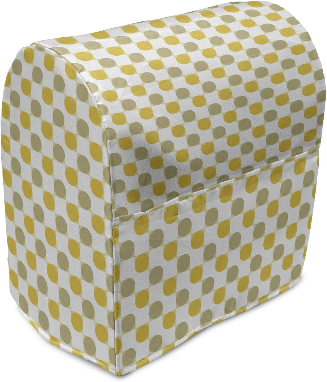 Lunarable Autumn Stand Mixer Cover, Linked Big Dots Spots Lines in Gradient Earthen Tones Geometric Image, Kitchen Appliance Organizer Bag Cover with a Pocket, 6-8 Quarts, Sage Green Marigold