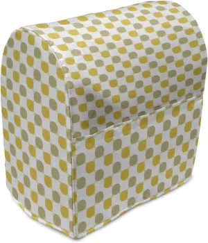 Lunarable Autumn Stand Mixer Cover, Linked Big Dots Spots Lines in Gradient Earthen Tones Geometric Image, Kitchen Appliance Organizer Bag Cover with a Pocket, 6-8 Quarts, Sage Green Marigold