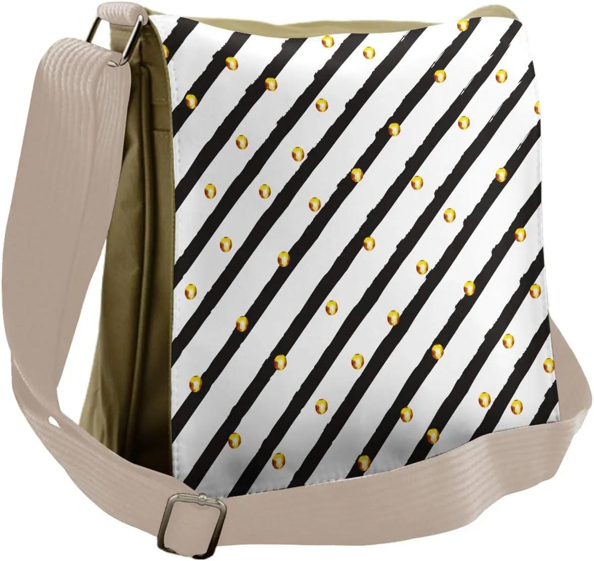 Lunarable Geometric Messenger Bag, Grunge Bold Brush Strokes, Unisex Cross-body