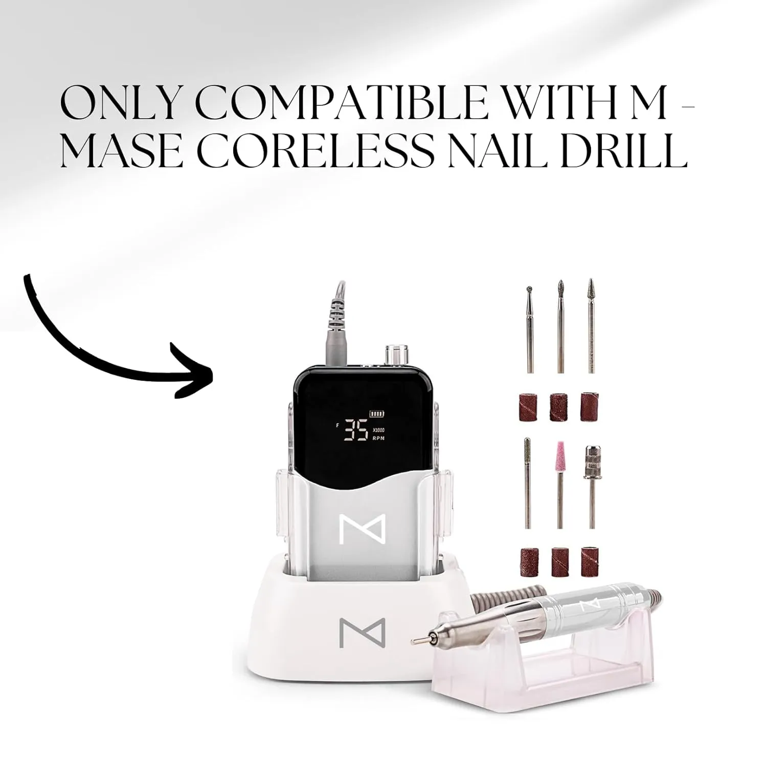 M - Mase 35k RPM Coreless Motor Handpiece Nail E-File - Handpiece Only (Handpiece - Metallic Gold)